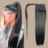 Queue de cheval Ponytail Brun Foncé Ruban Magique Remy Hair Straight Brun Foncé 1B