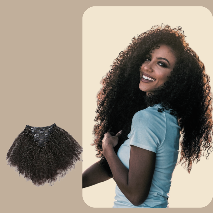 Kit Extensions à Clips Afro Curly Brun 120 gr Brun 120 Gr