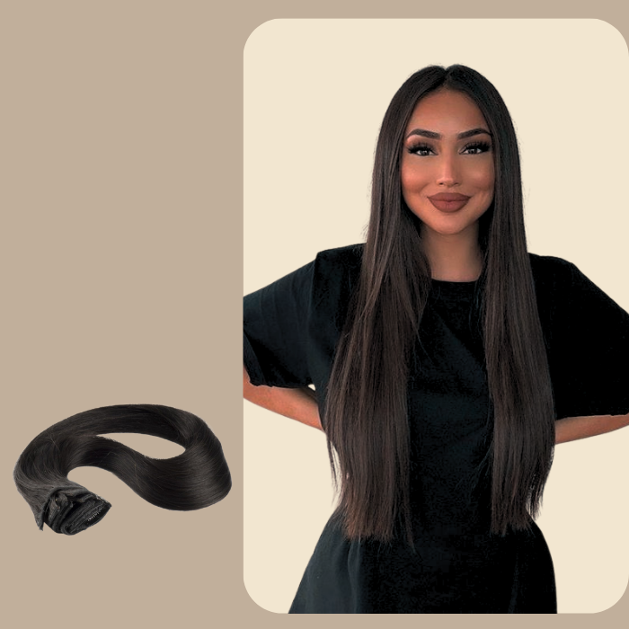 Extension Clip Raide Couleur Unie Brun Foncé 18" | 46 Cm 120 Gr