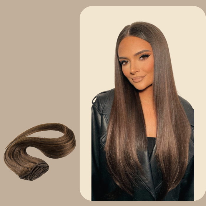 Extension Clip Raide Couleur Unie Marron Chocolat 120 Gr