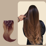 Extensions Clips Raides Chocolat Méché Blond Chocolat Méché Blond 22" | 56 Cm 120 Gr