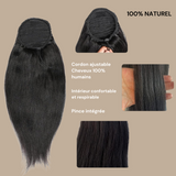 Queue de cheval Ponytail Brun Foncé A Cordon Remy Hair Yaki Straight Brun Foncé 1B