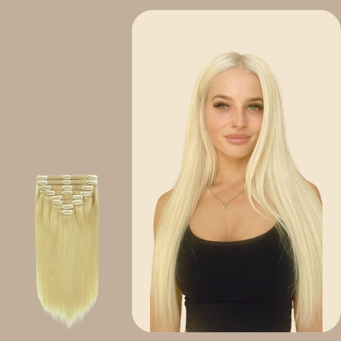 Kit Extensions à Clips Straight Blond Platine Blond Platine 120 Gr