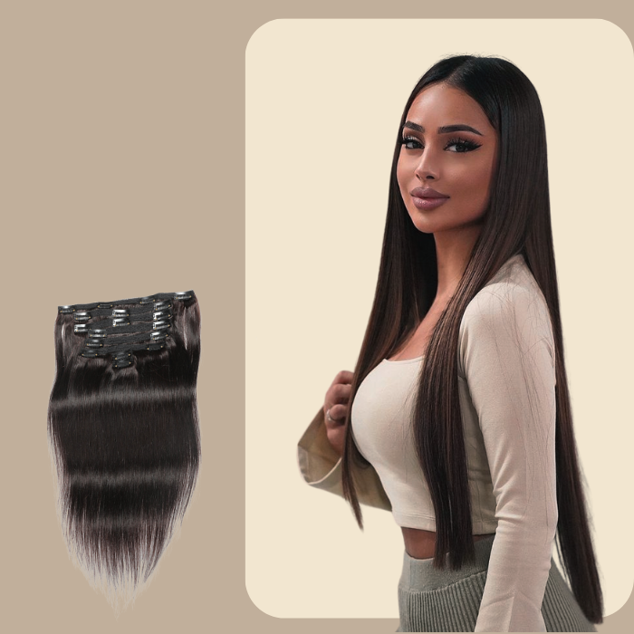 Kit Extensions à Clips Straight Brun 120 gr Brun 120 Gr