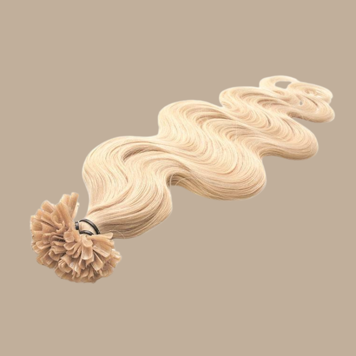 100 Extensions Kératine Ondulées Blond Platine Blond Platine 18" | 46 Cm 50 Gr