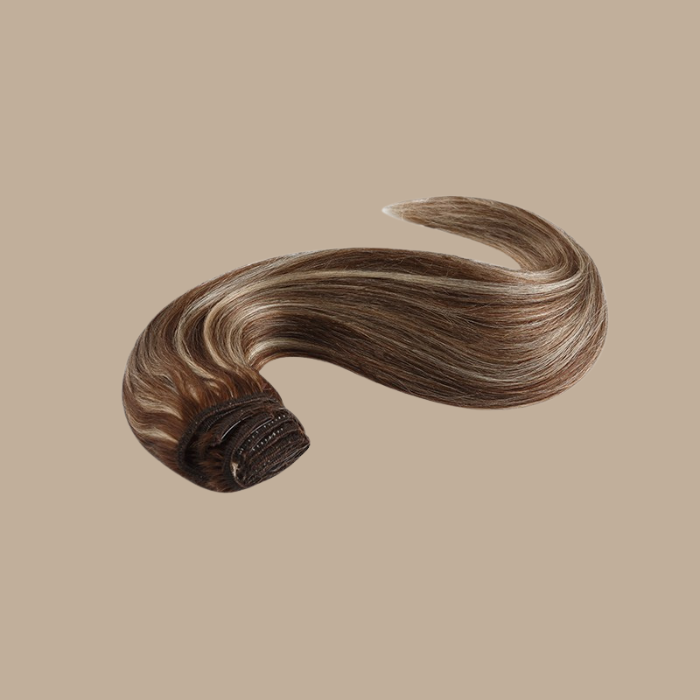 Extension Clip Raide Méché Chocolat Méché Blond 22" | 56 Cm 120 Gr