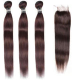 3 Paquets de Tissage + Closure Straight - Brun - 26cm | 10" - 330G