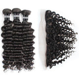 3 Paquets de Tissage + Lace Frontal Deep Wave - Brun Foncé - 26cm | 10" - 358G