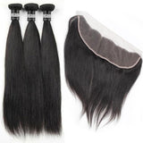 3 Paquets de Tissage + Lace Frontal Straight - Brun Foncé - 46cm | 18" - 385G