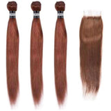 3 Paquets de Tissage + Closure Straight - Chatain Noisette - 26cm | 10" - 330G