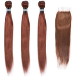 3 Paquets de Tissage + Closure Straight - Chatain Noisette - 31cm | 12" - 330G