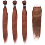 3 Paquets de Tissage + Closure Straight - Chatain Noisette - 51cm | 20" - 330G