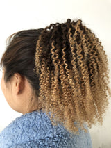 Ponytail Queue de Cheval Afro Curly Tie and Dye Brun / Chatain