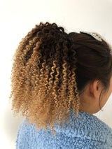 Ponytail Queue de Cheval Afro Curly Tie and Dye Brun / Chatain