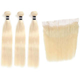 3 Paquets de Tissage + Lace Frontal Straight - Blond Platine - 26cm | 10" - 358G