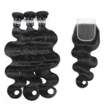 3 Paquets de Tissage + Closure Body Wave - Brun Foncé - 36cm | 14" - 330G