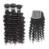 3 Paquets de Tissage + Closure Deep Wave - Brun Foncé - 36cm | 14" - 330G