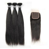 3 Paquets de Tissage + Closure Straight - Brun Foncé - 66cm | 26" - 330G